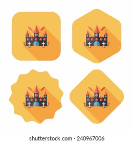Halloween castle flat icon with long shadow,eps10