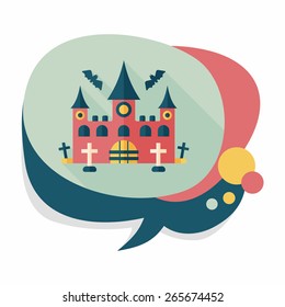 Halloween castle flat icon with long shadow,eps10