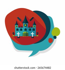 Halloween castle flat icon with long shadow,eps10