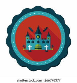 Halloween castle flat icon with long shadow,eps10