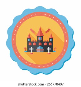 Halloween castle flat icon with long shadow,eps10