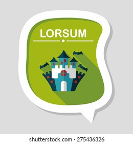 Halloween castle flat icon with long shadow,eps10