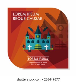 Halloween castle flat icon with long shadow,eps10