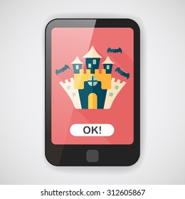 Halloween castle flat icon with long shadow,eps10