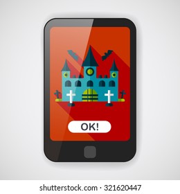 Halloween castle flat icon with long shadow,eps10