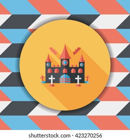 Halloween castle flat icon with long shadow,eps10