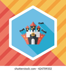 Halloween castle flat icon with long shadow,eps10