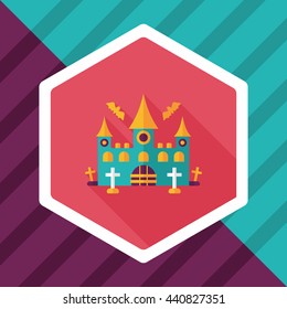 Halloween castle flat icon with long shadow,eps10