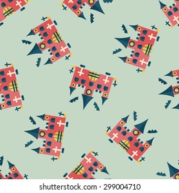 Halloween castle flat icon,eps10 seamless pattern background