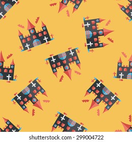 Halloween castle flat icon,eps10 seamless pattern background