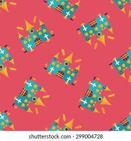 Halloween castle flat icon,eps10 seamless pattern background