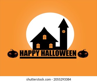 halloween castle in front of  fullmoon vector