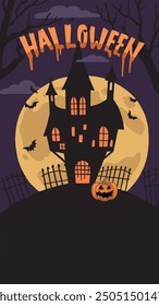 Halloween Castle with full moon background