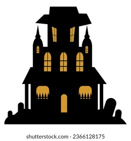 halloween castle gothic illustration isolated
