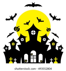 Halloween, Schloss, Friedhof, Kürbis, Bat und Mond. Halloween. Halloween. Halloween. Halloween. Halloween. Halloween. Vektorgrafik