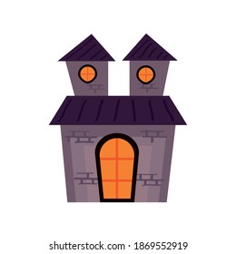 halloween castle haunted building icon vector illustration design