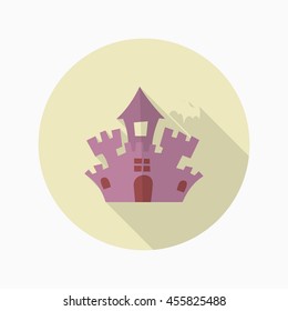 Halloween castle icon, Vector flat long shadow design. Halloween concept.