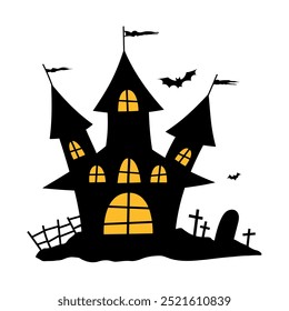 Halloween Castle Illustration. Horror Halloween Day Castle Image