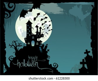 halloween castle illustration with place for text