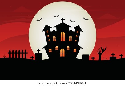 Halloween castle illustration vector background design 