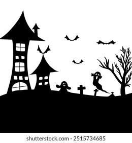 halloween castle isolated on transparent background. vector illustration