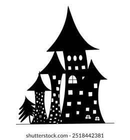 halloween castle isolated on transparent background. vector illustration