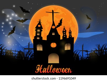 Halloween Castle Moon Background