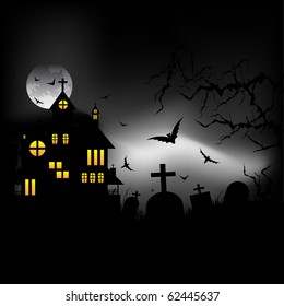Halloween castle at night