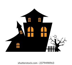 halloween castle night illustration vector isolated