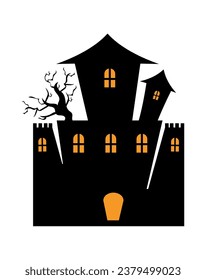 halloween castle night vector isolated