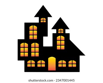 Halloween Castle Scary Silhouette Illustration