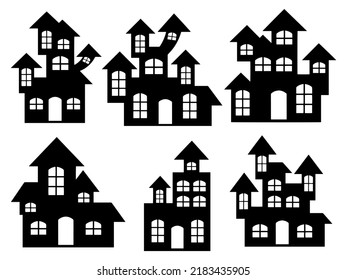 Halloween Castle Silhouette Illustration Set