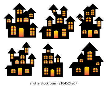 Halloween Castle Silhouette Illustration Set