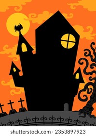 halloween castle with text space background for brochure banner and publication