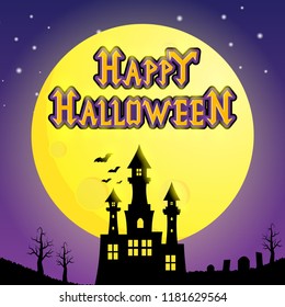 Halloween castle under the moonlight