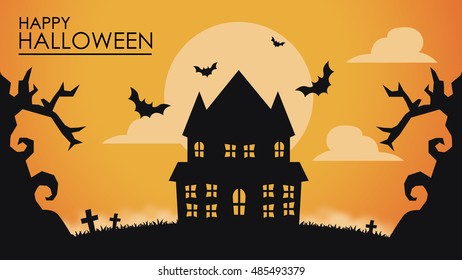 Halloween Castle In Vector