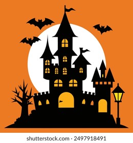 Halloween castle vector art design