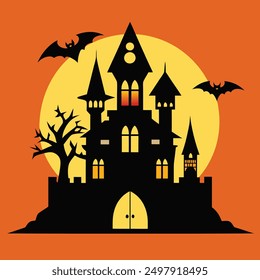 Halloween castle vector art design