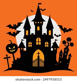 Halloween castle vector art design