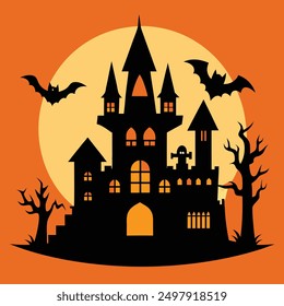 Halloween castle vector art design