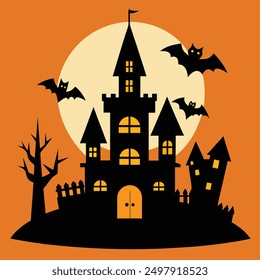 Halloween castle vector art design