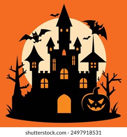 Halloween castle vector art design