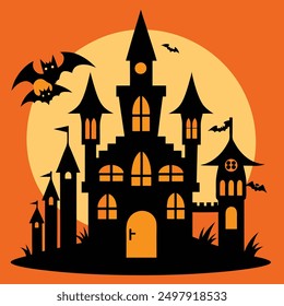 Halloween castle vector art design