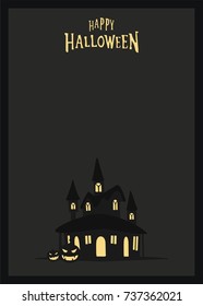 halloween castle vector card