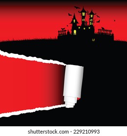 halloween castle vector illustration on a color