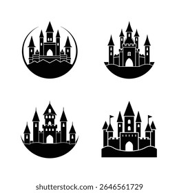 Halloween castle vector silhouette bundle