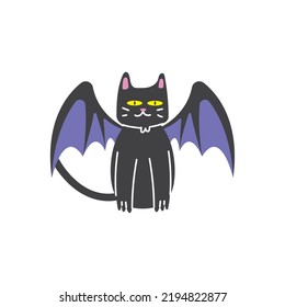 halloween cat with bat wings