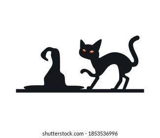 halloween cat black degradient style icon vector illustration design