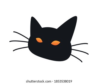 halloween cat black head isolated icon vector illustration design