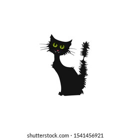 Halloween cat black icon vector on a white background